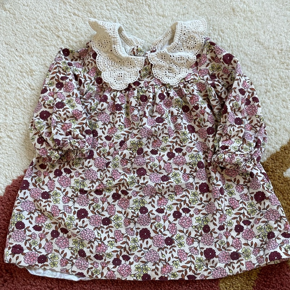 Zara lace collared floral print dress 2-3